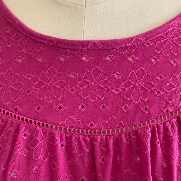 Nanette Lepore Fuchsia Eyelet Short Sleeve Top - Picture 3 of 9